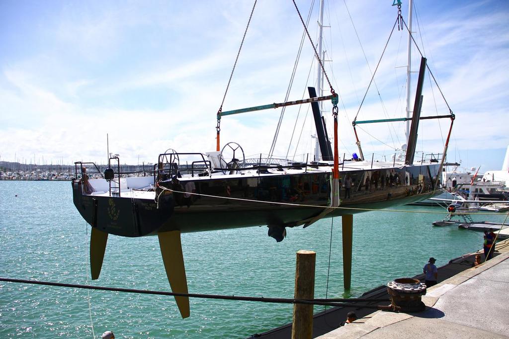 Beau Geste is splashed at the Southern Spars yard, Westhaven, prior to having her rig fitted and sea-trialing © Richard Gladwell www.photosport.co.nz